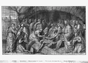 Life of Christ, Christ Rising Lazarus from the Dead, Preparatory Study of Tapestry Cartoon for the Church Saint-Merri in Paris